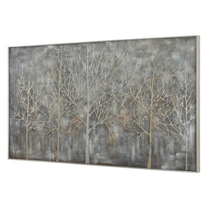 Textured Gray & Gold Landscape Art