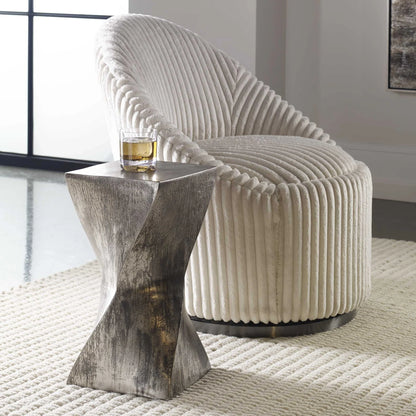 Twisted Hourglass Aluminum Accent Table
