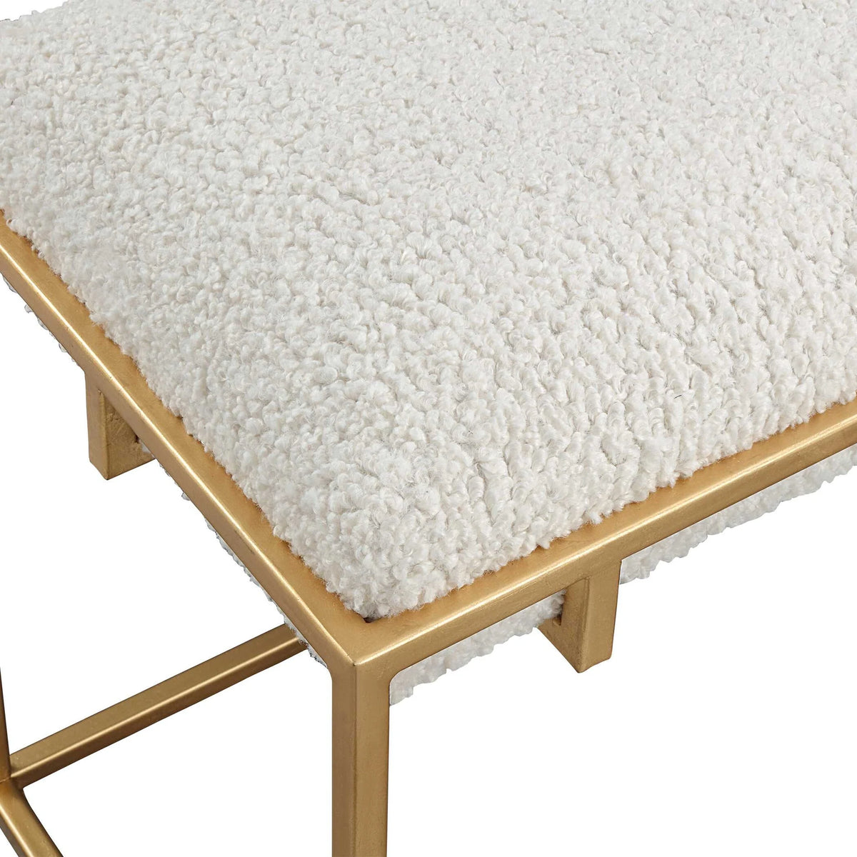 Small Gold & Shearling Bench