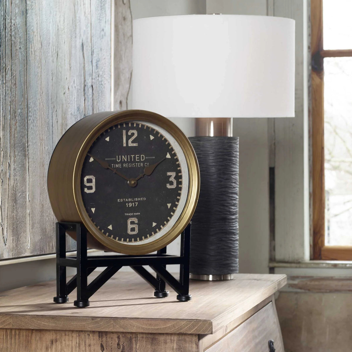 Brass Finish Table Clock