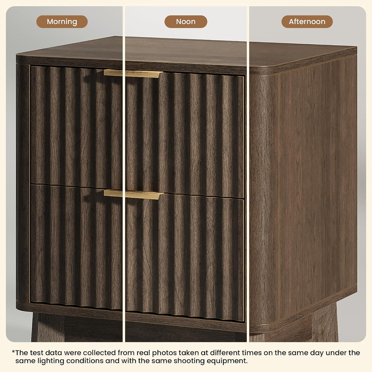 Fluted Nightstand Set of 2 in Walnut