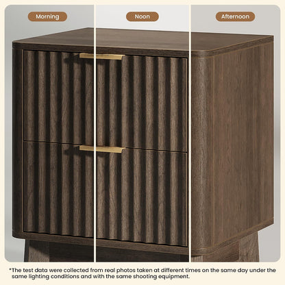 Fluted Nightstand Set of 2 in Walnut