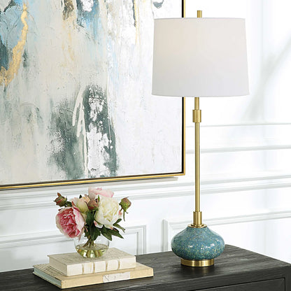Aged Blue Buffet Lamp