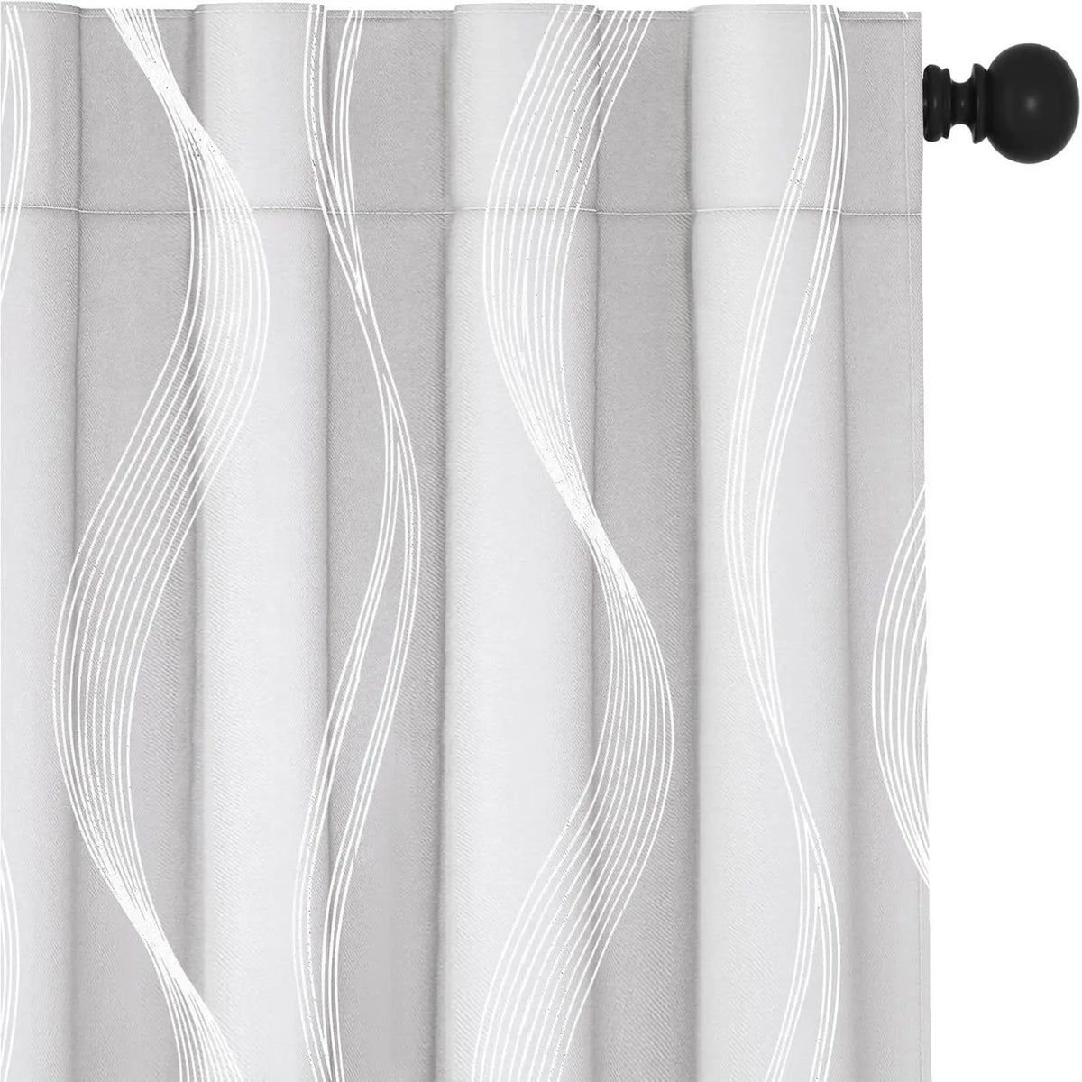 Transform Your Space with Deconovo Silver Print Wave Striped Blackout Curtains - 2 Panels of Thermal Insulated, Soundproof Elegance for Your Living Room or Bedroom