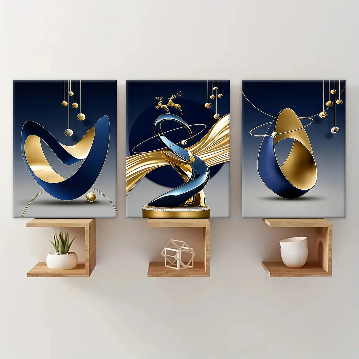 3-Piece Wooden-Frame Canvas Print Set