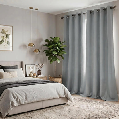 Luxurious 2-Panel Grommet Blackout Curtains - 52"x84" Thermal Insulated Drapes for Ultimate Light Control and Noise Reduction - Perfect for Your Bedroom and Living Room!