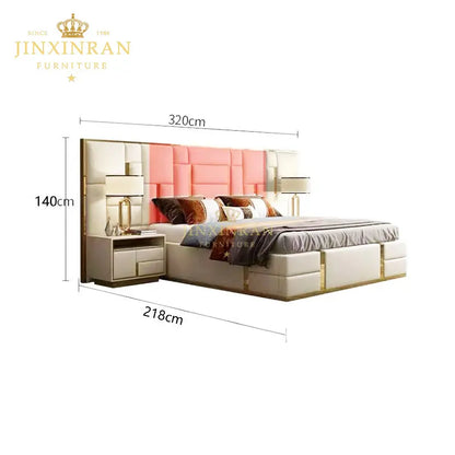High End Modern Luxury Soft Bed Frame Bedroom Set Genuine Double Leather King Queen Size Bed
