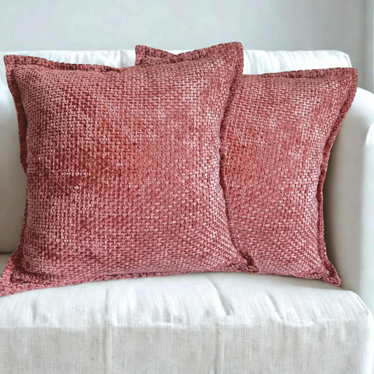 Elevate Your Home Decor with Cozy Chenille Decorative Cushion Covers - Set of 2 in Modern Farmhouse Style, Featuring Hidden Zipper and Soft Textured Fabric for Living Room, Bedroom, and Sofa