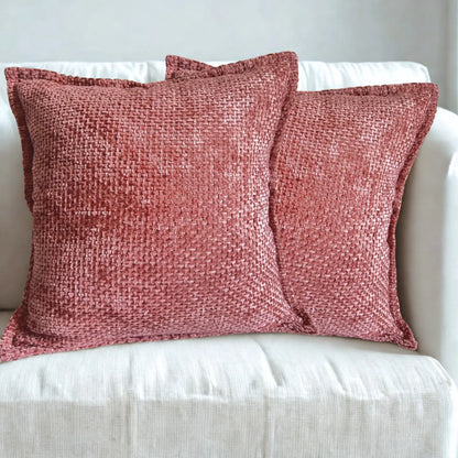 Elevate Your Home Decor with Cozy Chenille Decorative Cushion Covers - Set of 2 in Modern Farmhouse Style, Featuring Hidden Zipper and Soft Textured Fabric for Living Room, Bedroom, and Sofa