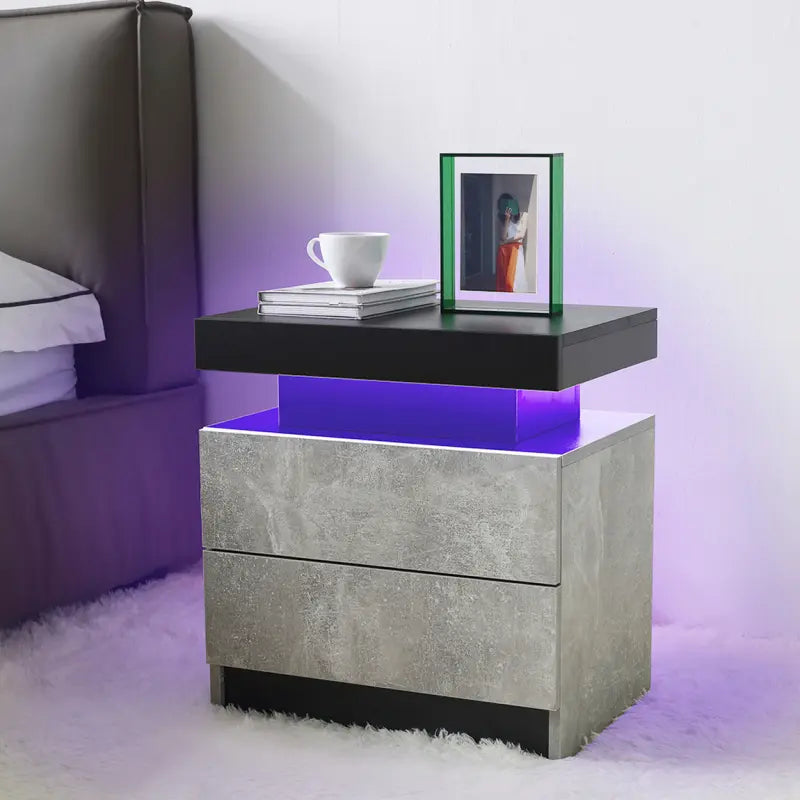 LED Nightstand with 2 Drawers