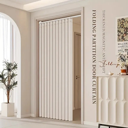 Striped Blackout Magnetic Folding Door Curtain