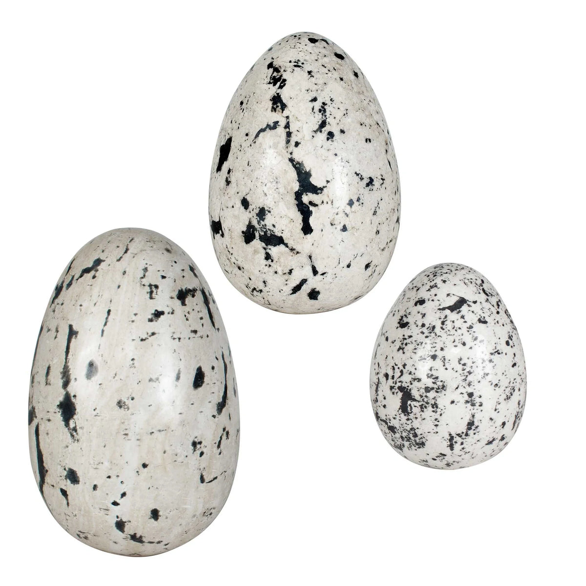 Stone Egg Sculptures, Set of 3