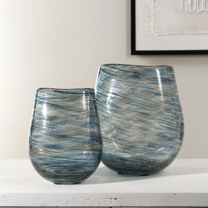 Swirl Glass Vases, Set of 2