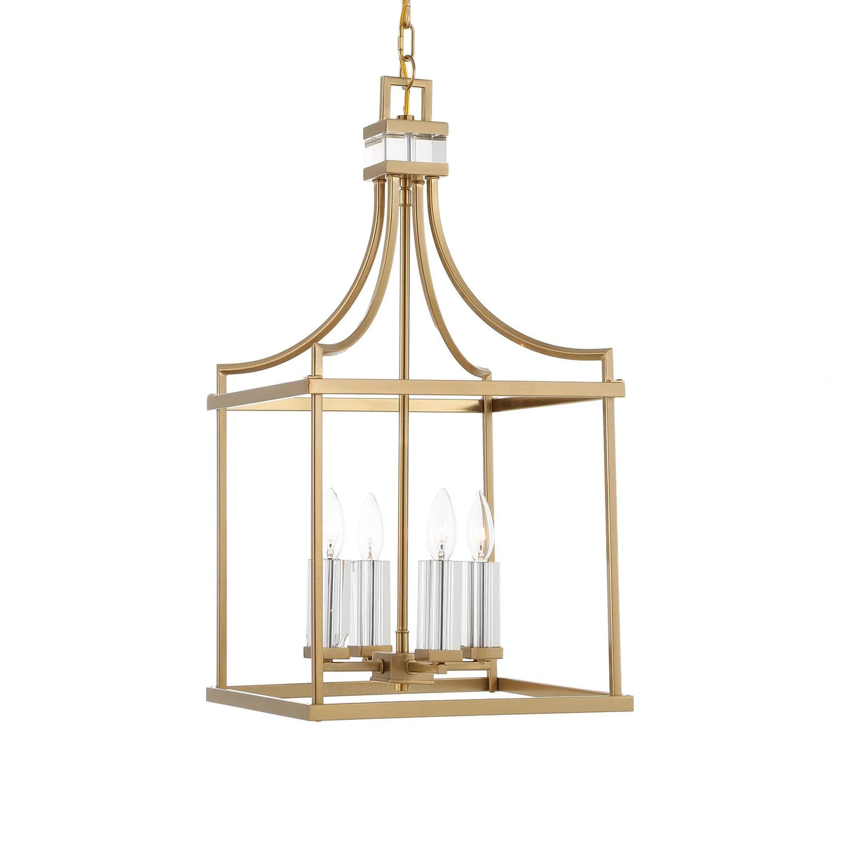 4 Light Brass Lantern Pendant