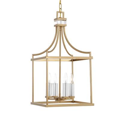 4 Light Brass Lantern Pendant