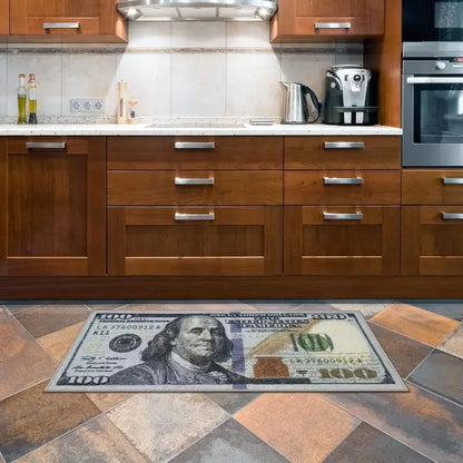Washable $100 Bill Design Non-Slip Runner Rug