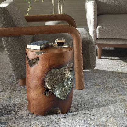 Spalted Teakwood Accent Stool