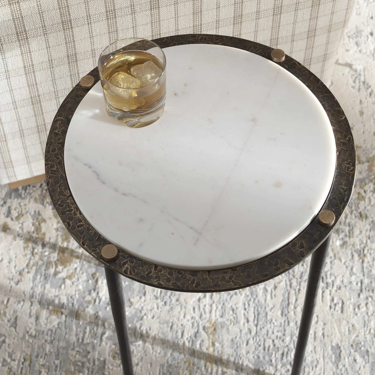 Round White Marble Accent Table