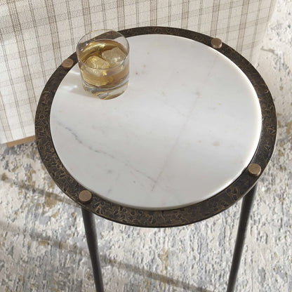 Round White Marble Accent Table