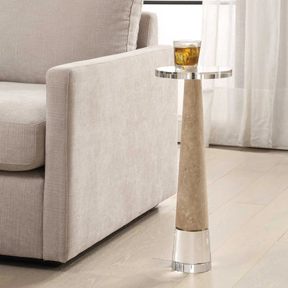 Travertine & Crystal Drink Table
