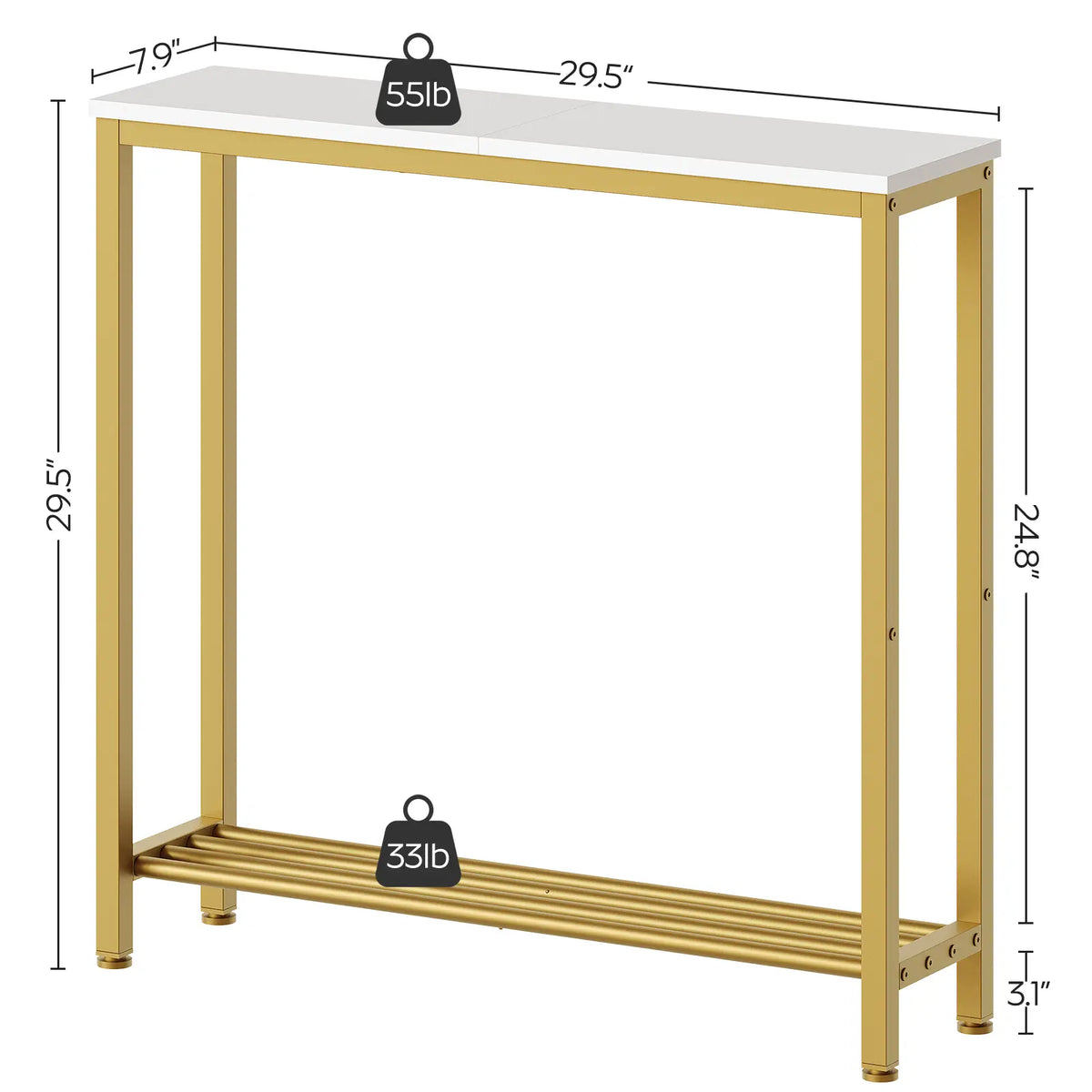 Yatiney Narrow Console Table - 2-Tier Industrial Design for Small Spaces, Perfect for Living Room or Entryway