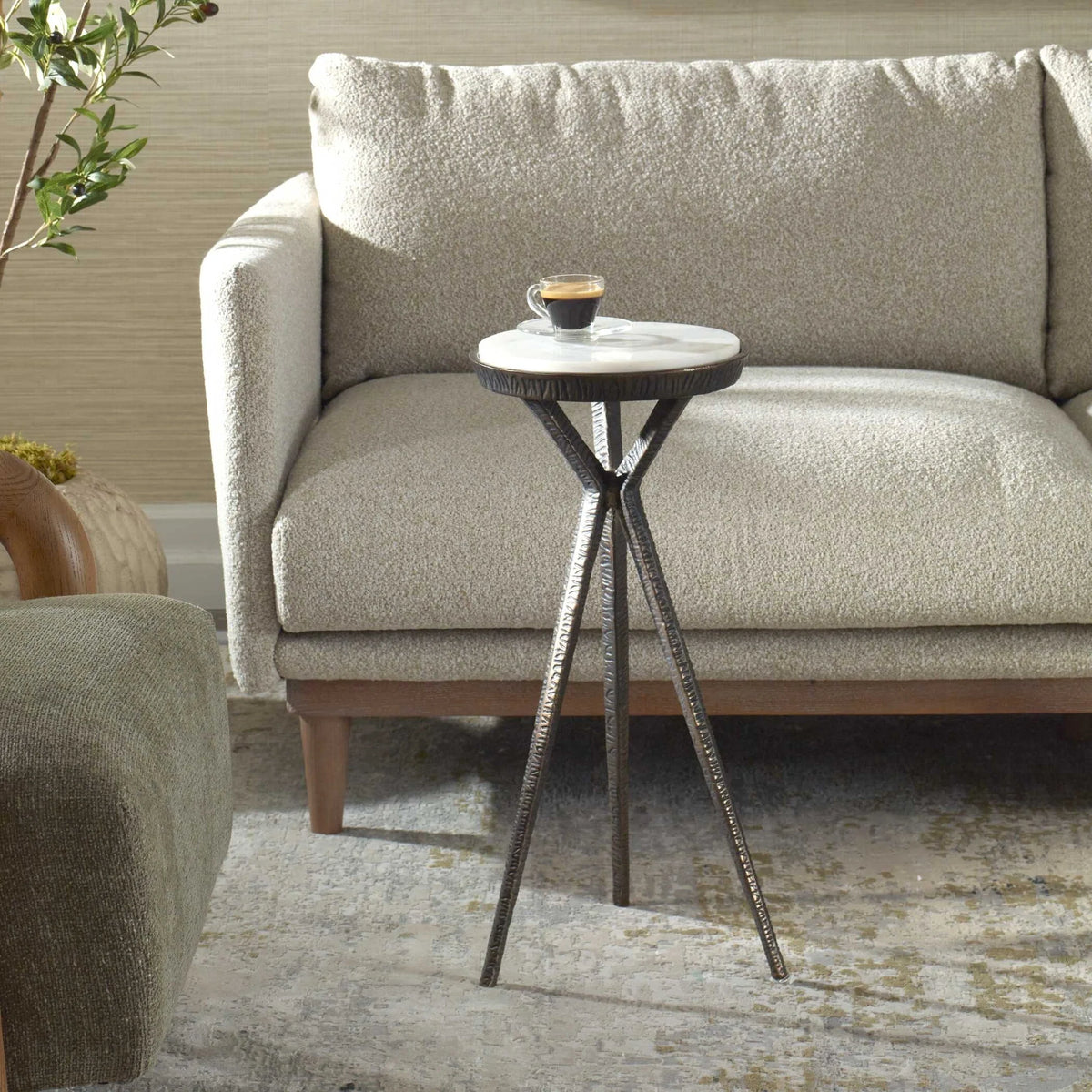 White Marble Accent Table