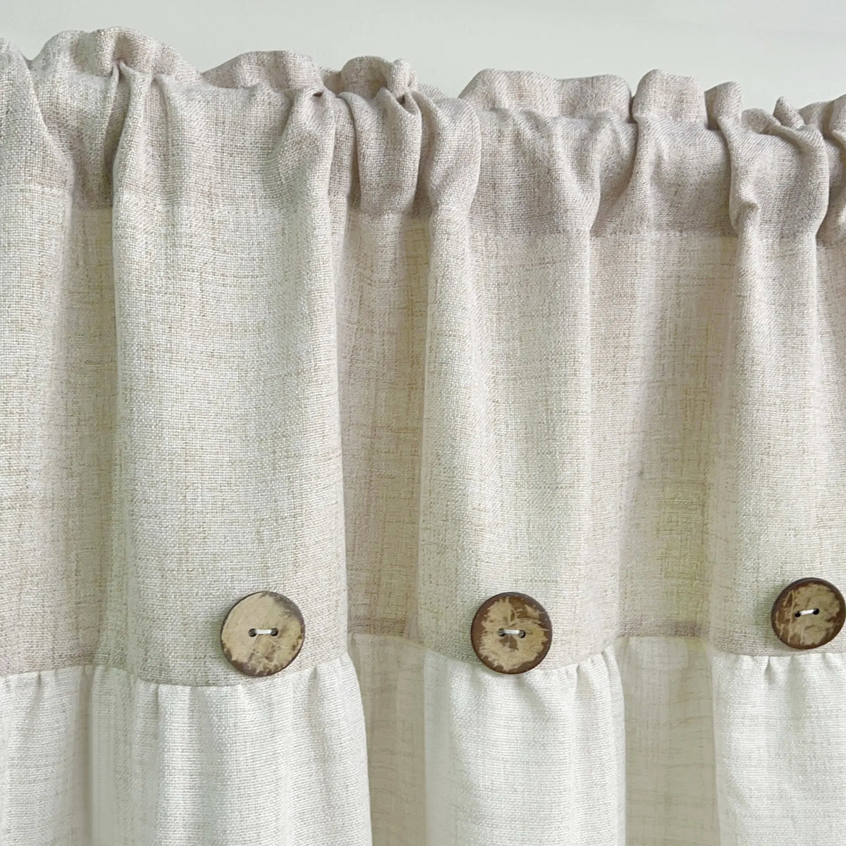 1PC Farmhouse Boho Linen Button Arched Valance Curtains