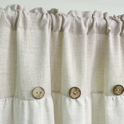 1PC Farmhouse Boho Linen Button Arched Valance Curtains