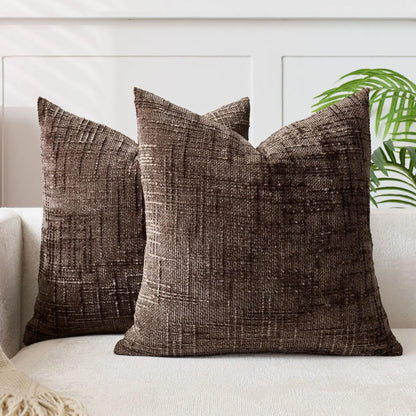 Elevate Your Home Decor with Our 18x18 Soft Chenille Cushion Covers - 2-Piece Set in Rustic Style, Perfect for Any Living Space!