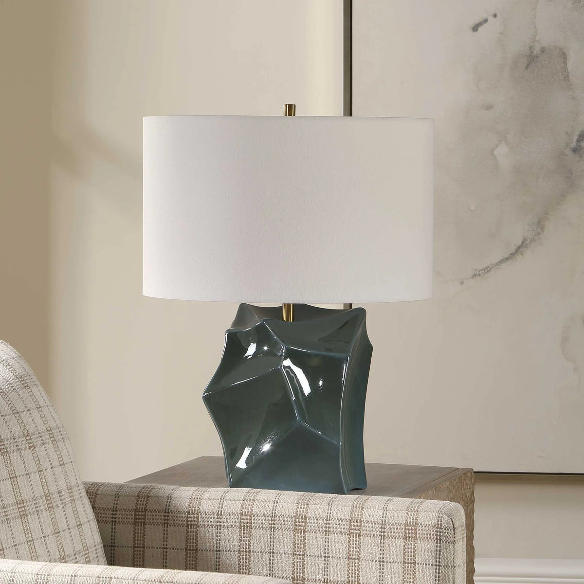 Faceted Smoky Bronze Table Lamp