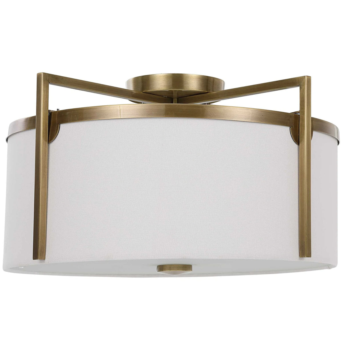 Brass 3 Light Semi Flush