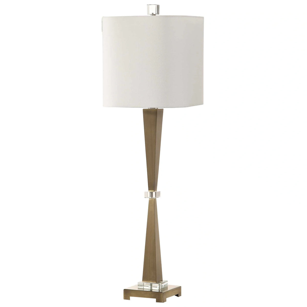 Antiqued Brass Column Table Lamp