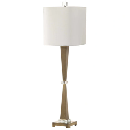 Antiqued Brass Column Table Lamp