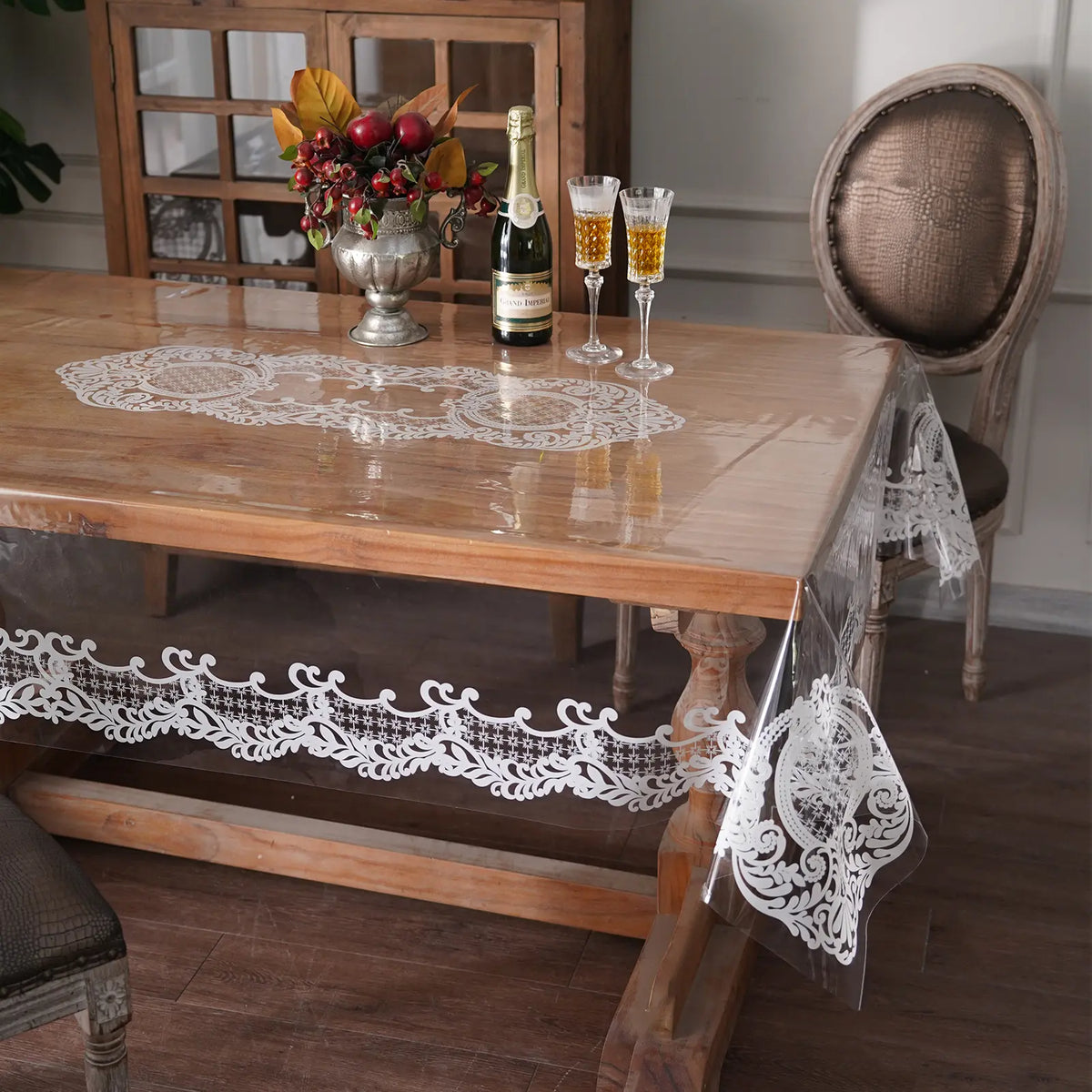 Protect Your Dining Experience with the Artbloss Vintage Clear Table Cover - Oilspill Proof PVC Tablecloth