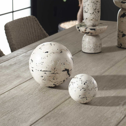 Coral Stone Spheres, Set of 2
