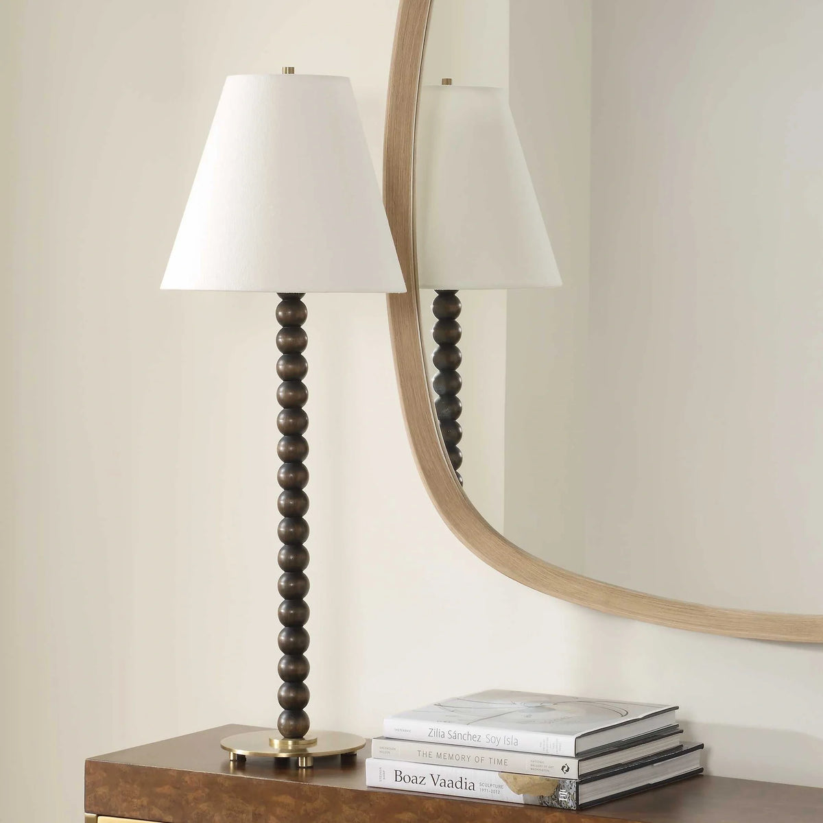 Stacked Wood Sphere Table Lamp
