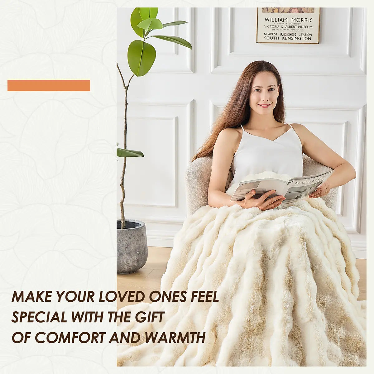 Fluffy Faux Fur Throw Blanket - Plush Rabbit Fur for Comfort on Couch, Sofa, or Bed