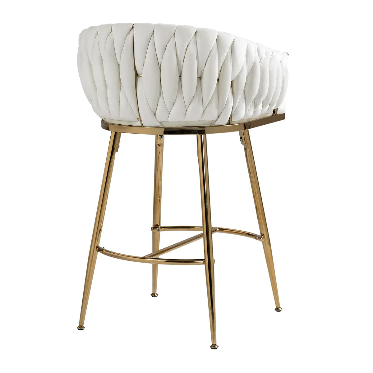 Dreamzon 26" Adjustable Velvet Counter Stools - Beige Chairs with Hand-Wave Back and Golden Chrome Base