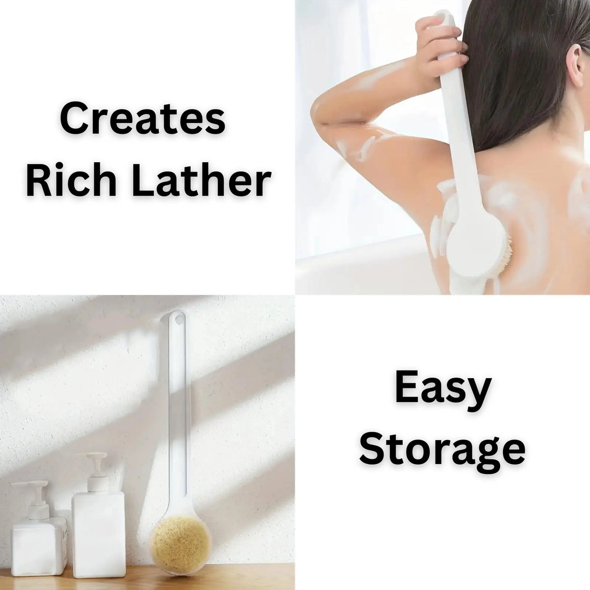 Long-Handled Bath Brush for Effortless Exfoliation and Lathering