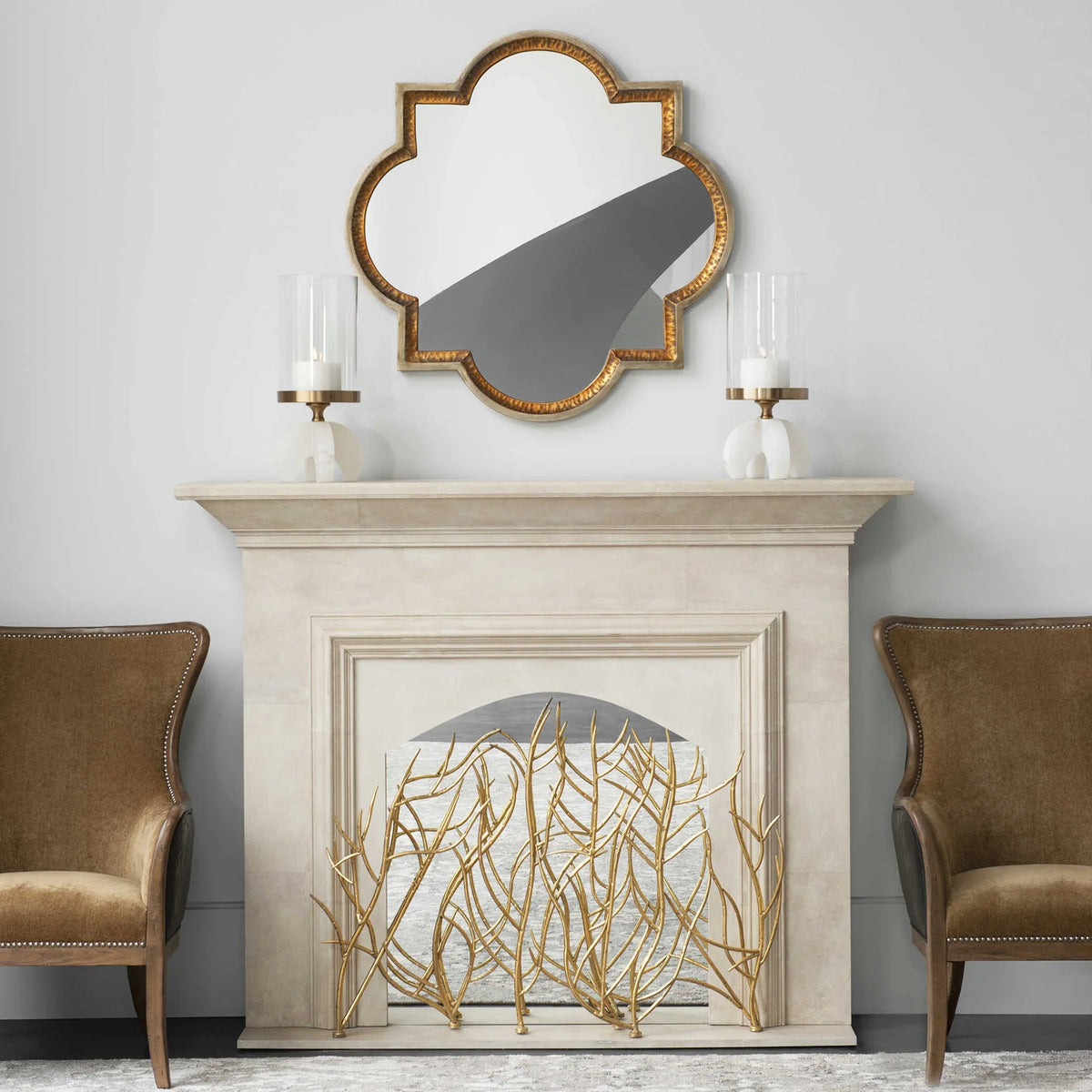 Gold Branch Fireplace Screen