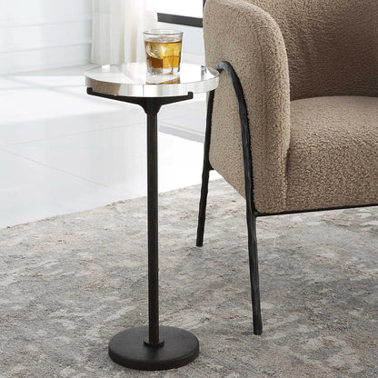 Industrial Crystal Top Accent Table