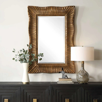 Scalloped Antique Gold Mirror