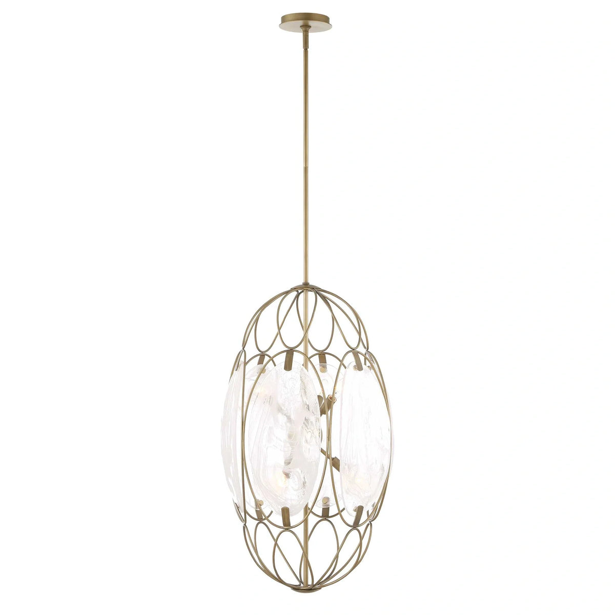 6 Light Glass Panel Pendant