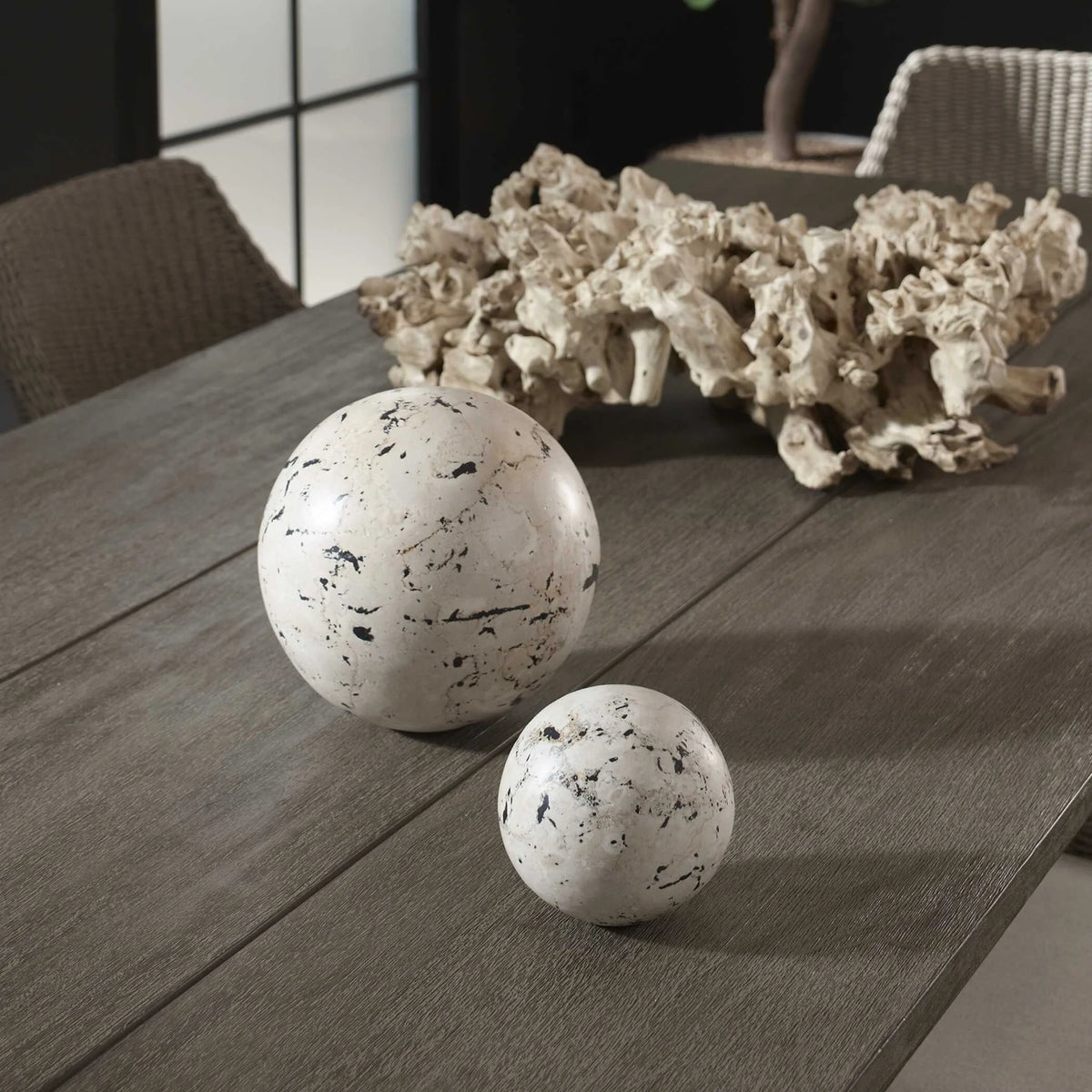 Coral Stone Spheres, Set of 2
