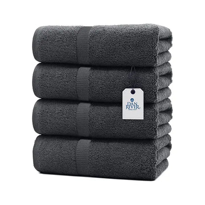 Indulge in Luxury: DAN RIVER Unisex 100% Cotton 4-Piece Bath Towel Set - Ultra-Soft, Lightweight, and Fade-Resistant for Everyday Comfort