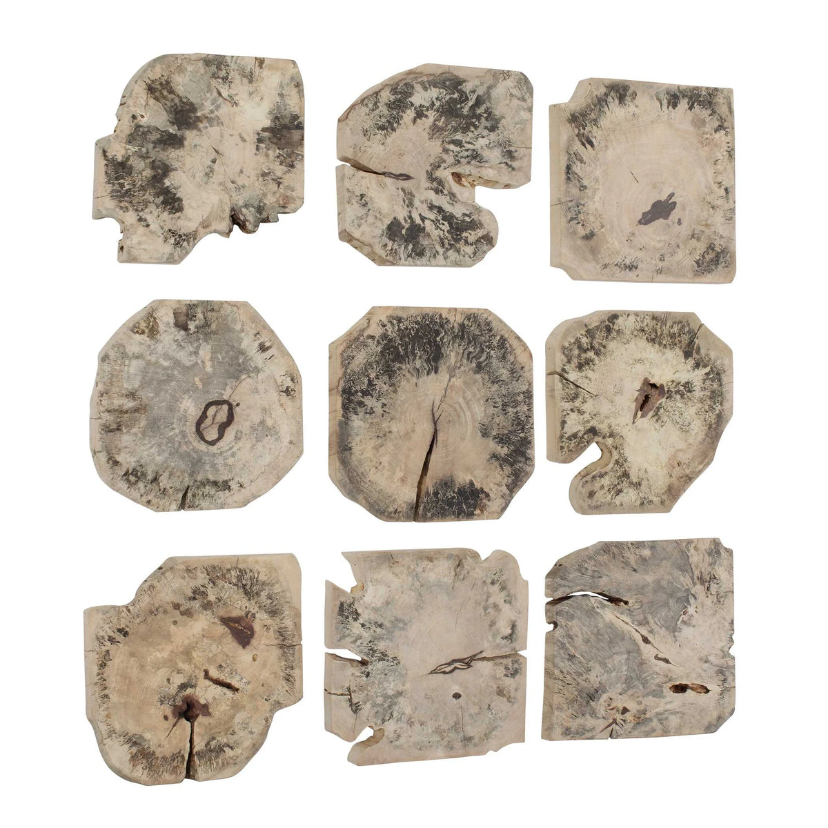 Bleached Wood Wall Decor Set/9