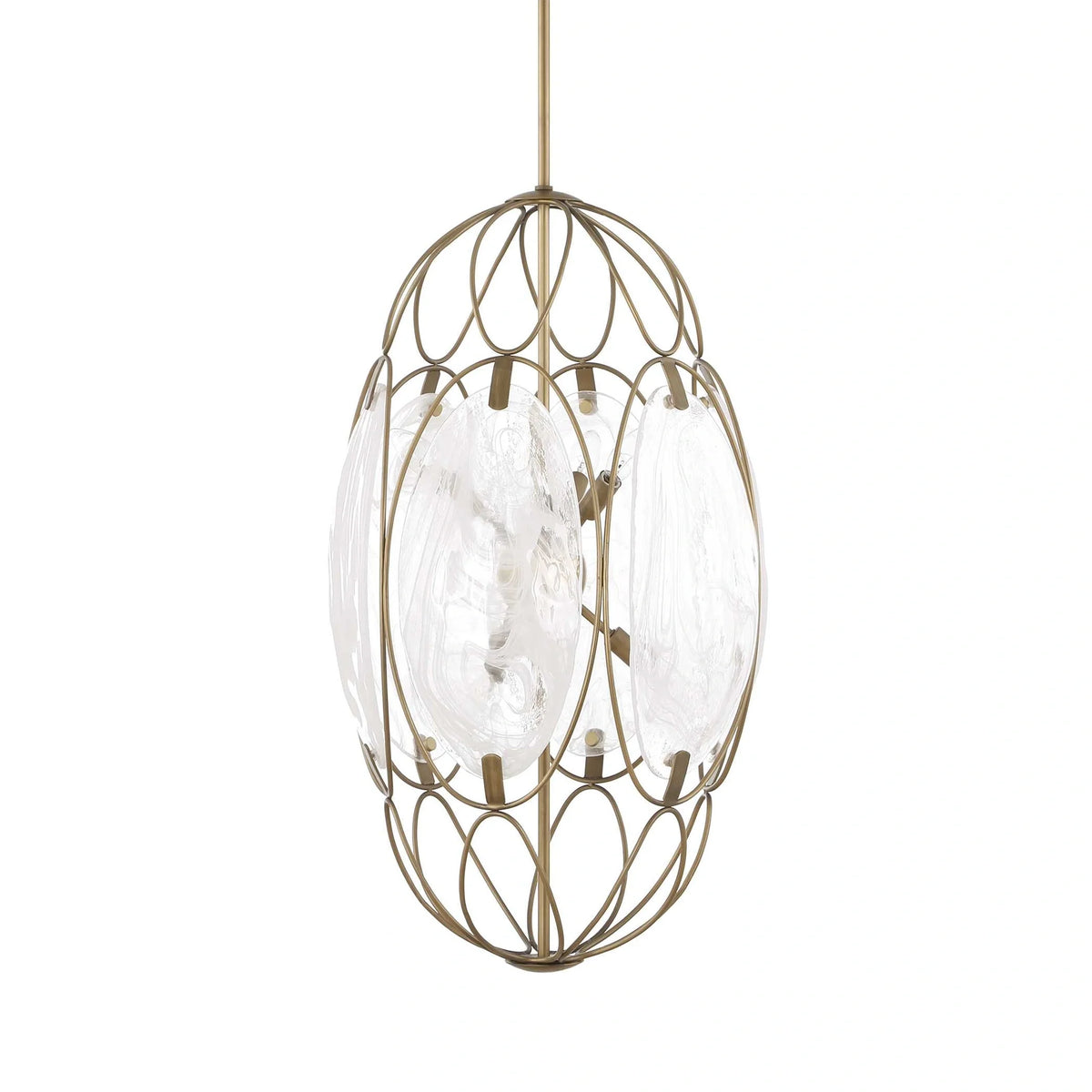 6 Light Glass Panel Pendant
