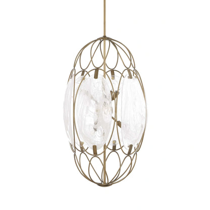 6 Light Glass Panel Pendant