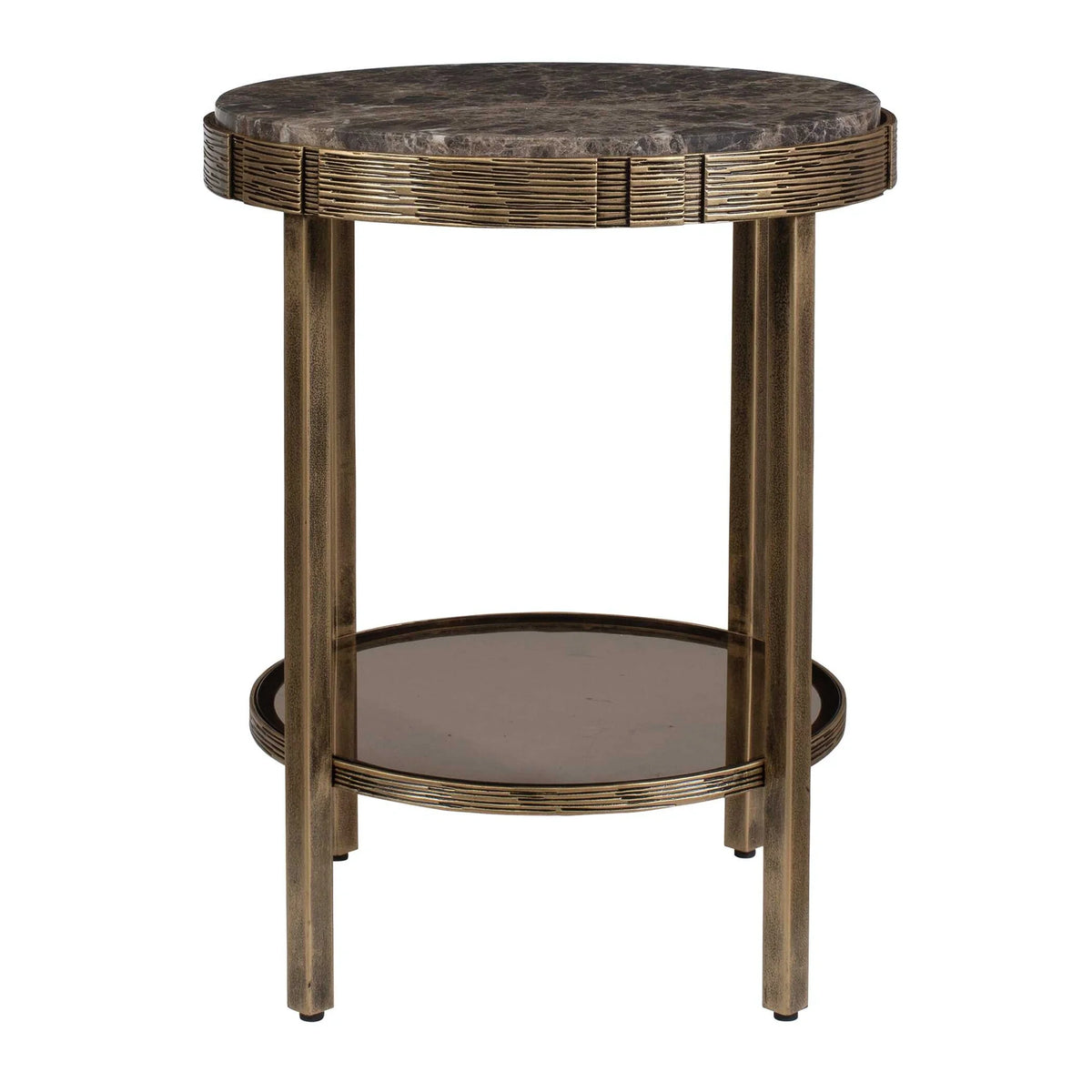 Round Dark Marble Accent Table