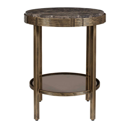 Round Dark Marble Accent Table